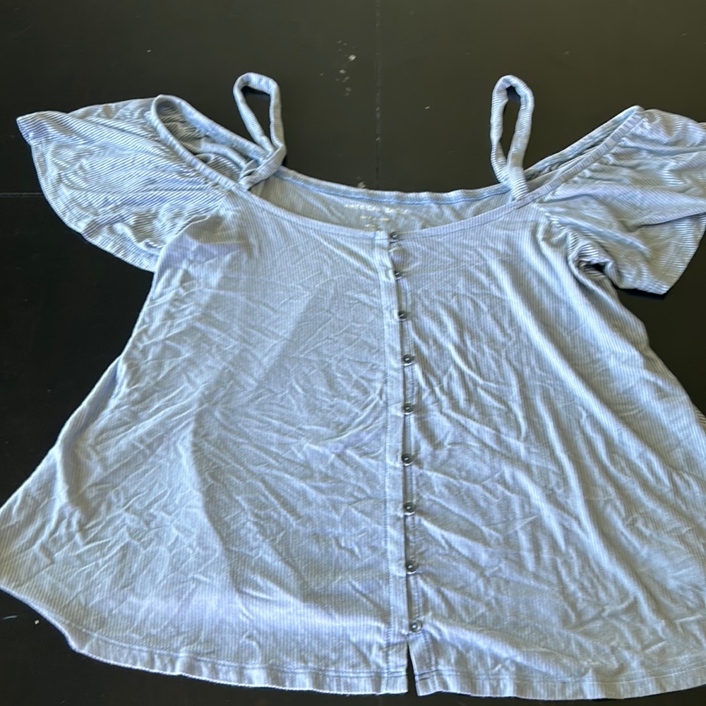American eagle off the shoulder striped top